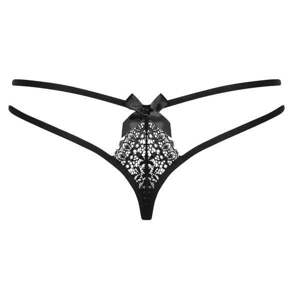 Obsessive Intensa - tanga de renda dupla alça - preto - L/XL