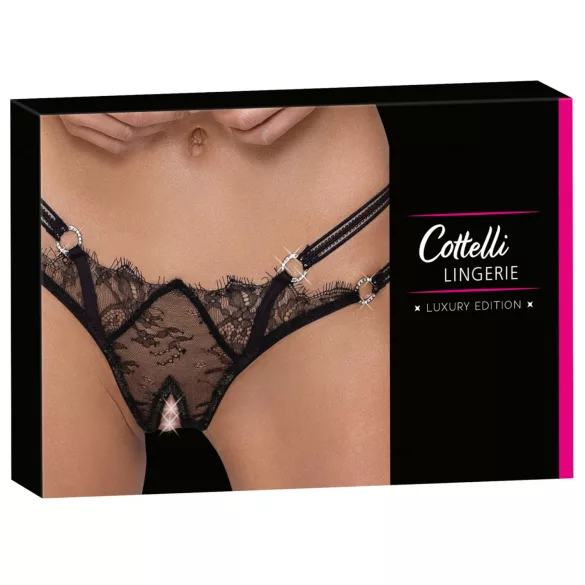 Cottelli - tanga aberta com anel - luxo - preto