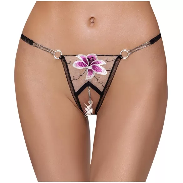 Cottelli - tanga bordado de lírio - luxo - preto e branco - M/L