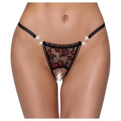 Cottelli - tanga luxuosa com pérolas e rosas (preto)