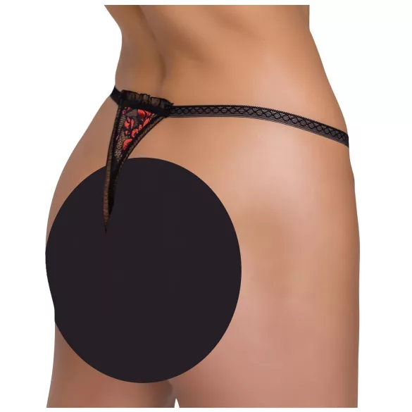 Cottelli - tanga com pérolas luxo rosa - renda preta