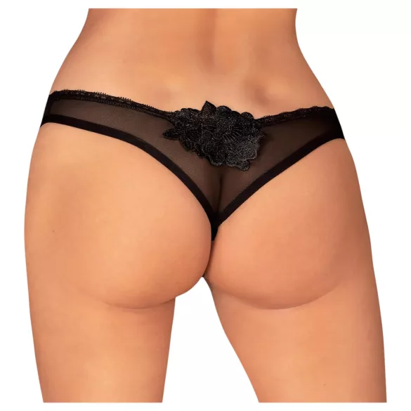 Obsessive - tanga aberta - renda preta - XL/XXL