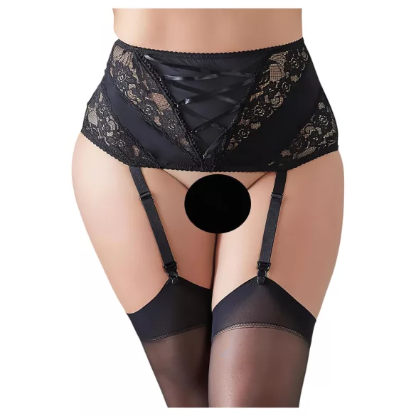Cottelli Plus Size - cinta-liga rendas plus size - preto - 3XL