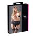 Cottelli Plus Size - Fio dental rendado com ligas (preto) - 4XL