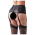 Cottelli Plus Size - Fio dental rendado com ligas (preto) - 4XL
