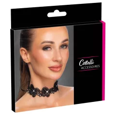 Cottelli - coleira renda com pérolas - preta