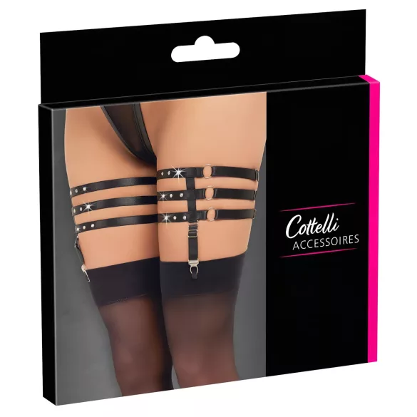 Cottelli - cinta liga efeito couro - preto - L/XL