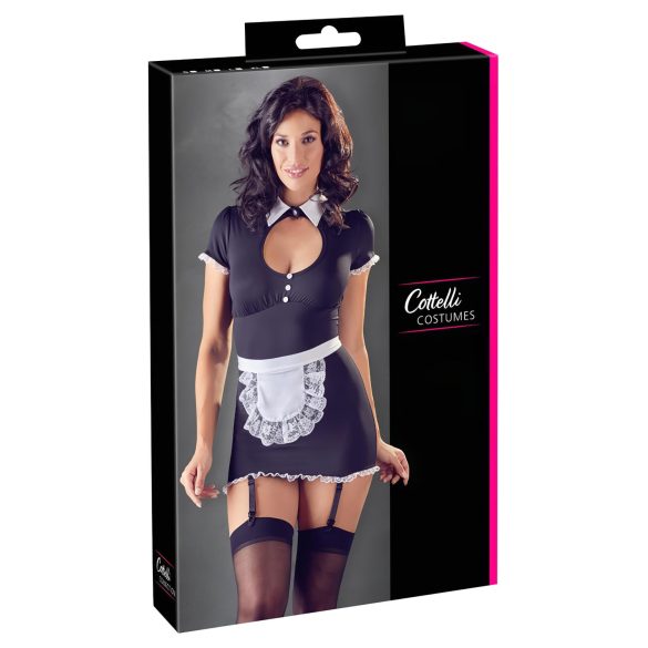 Cottelli - Fantasia de Criada c/ Porta-ligas (Preta e Branca) - XL