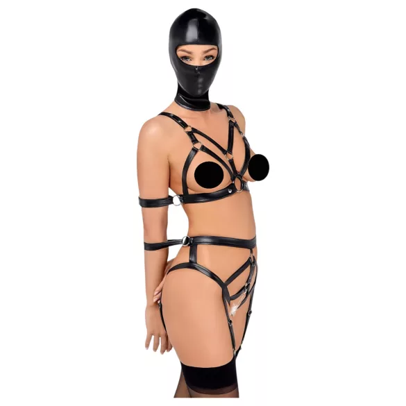 Bad Kitty - conjunto de cinta corporal e máscara - preto