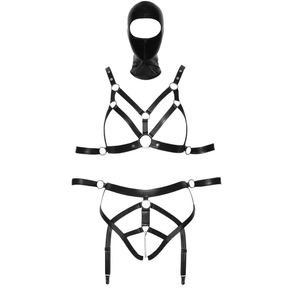 Bad Kitty - conjunto de cinta corporal e máscara - preto