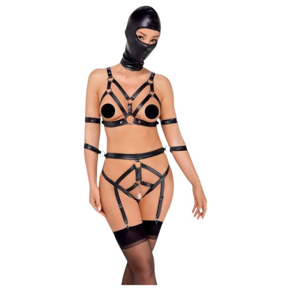 Bad Kitty - Conjunto de Arnês e Máscara (Preto) - S