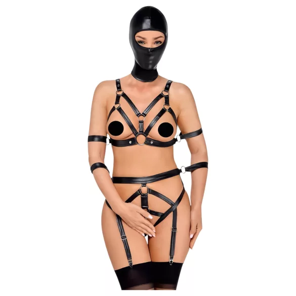 Bad Kitty - conjunto de cinta corporal e máscara - preto - M