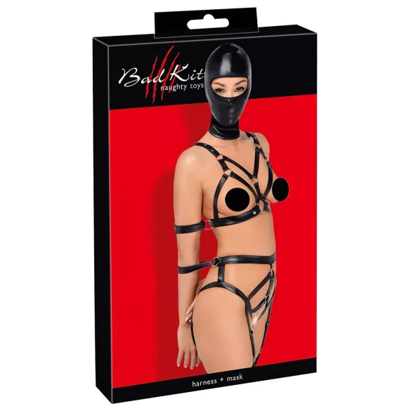 Bad Kitty - conjunto de cinta corporal e máscara - preto - M