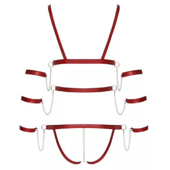 Bad Kitty - corpo bondage cravejado (vermelho) - L