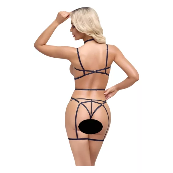 Cottelli - body harness decorativo e tanga - preto - tamanho S-L