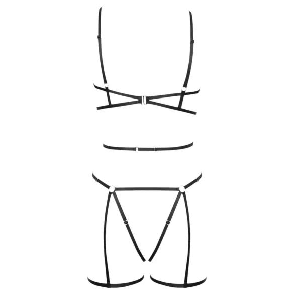 Cottelli - body harness decorativo e tanga - preto - tamanho S-L