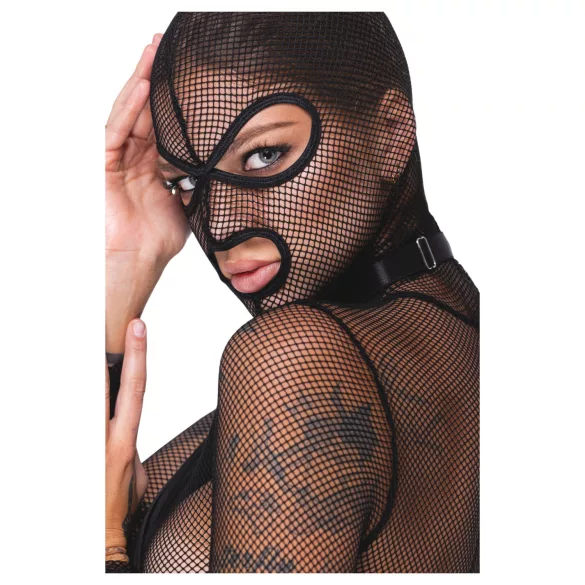 Bad Kitty - conjunto BDSM de rede transparente com chicote (preto)