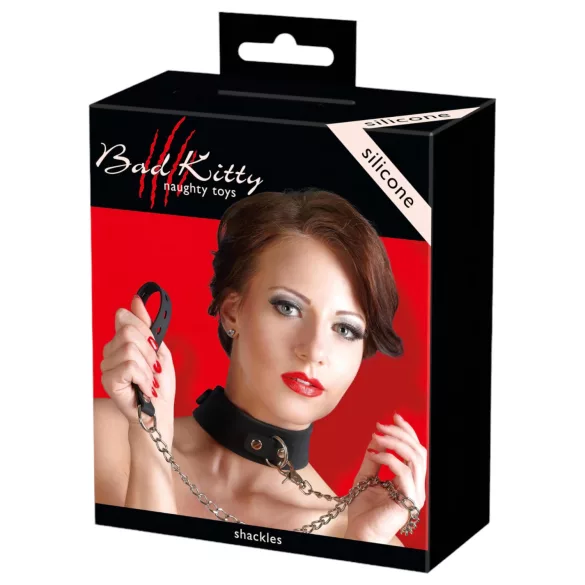 Bad Kitty - coleira e guia de silicone - preto
