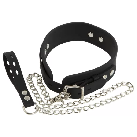 Bad Kitty - coleira e guia de silicone - preto