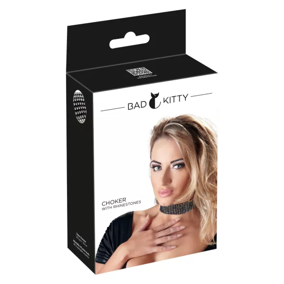 Bad Kitty - coleira com strass - preta