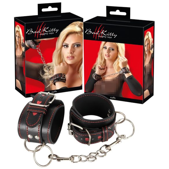 Bad Kitty - algemas de coração (preto)