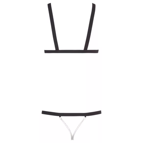 Bad Kitty - body com tiras e tachas - preto (S-L)