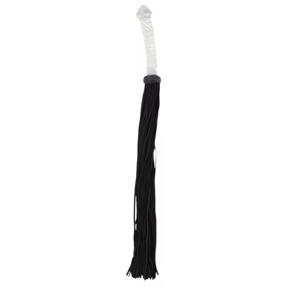 Bad Kitty - chicote couro com dildo de vidro - transparente/preto