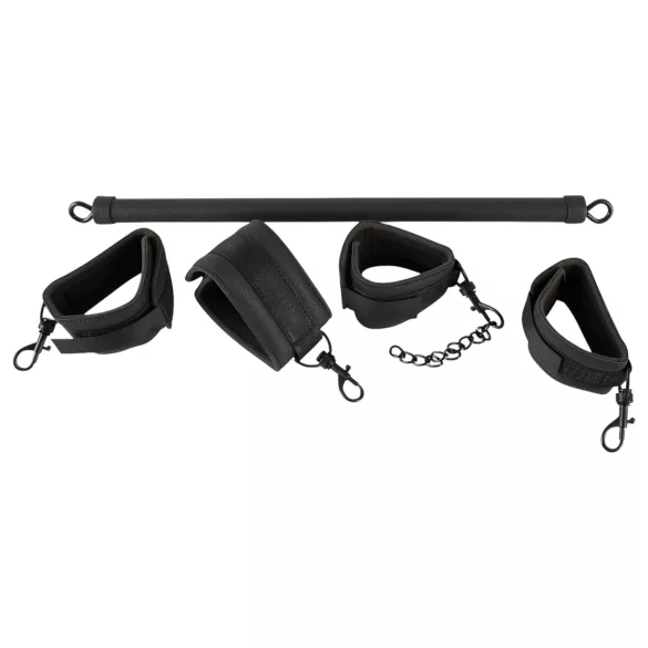 Fetish - conjunto de barra de restrição em couro sintético - preto