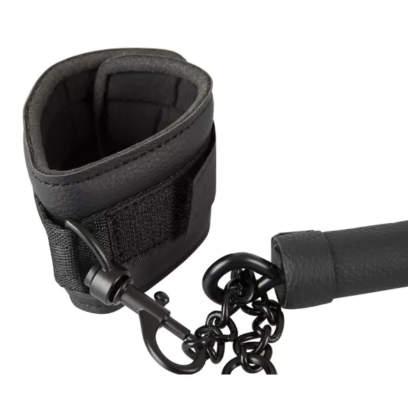 Fetish - conjunto de barra de restrição em couro sintético - preto