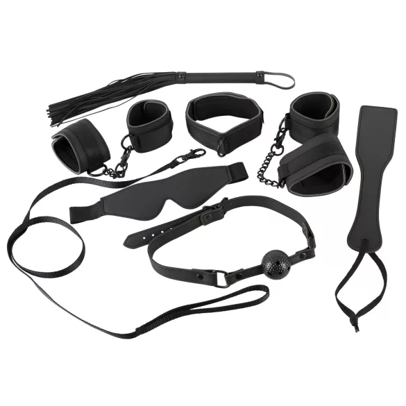 Bad Kitty - kit de restrição em couro sintético com velcro 8 peças - preto
