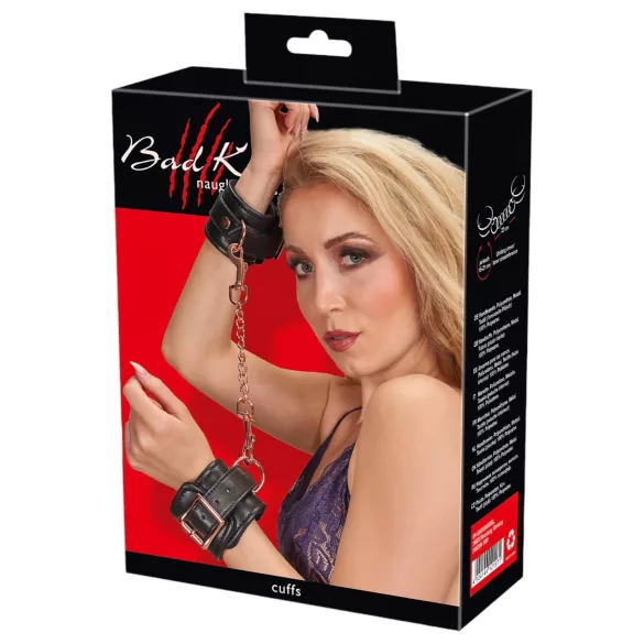 Bad Kitty - algemas com corrente - preto e rose gold