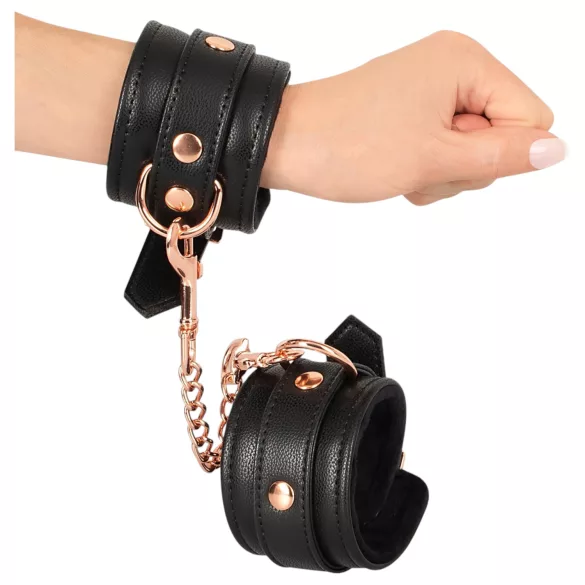 Bad Kitty - algemas com corrente - preto e rose gold