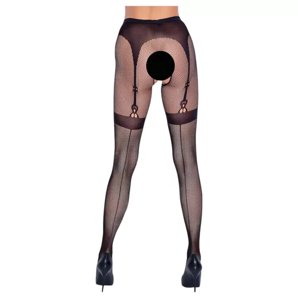 Cottelli Legwear - meias 7/8 pretas abertas (S-L)