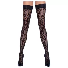 Cottelli Legwear - meia 7/8 com estampa de leopardo - preta