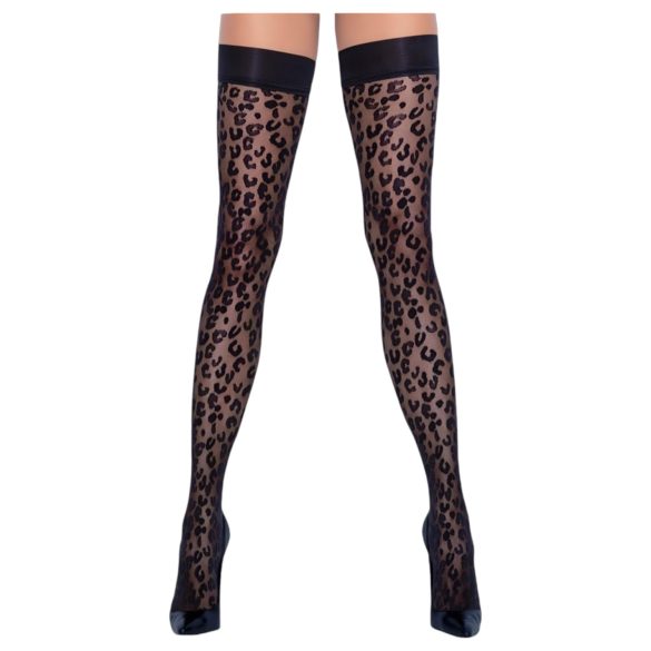 Meia 7/8 Cottelli - Estampa de Leopardo (preto)