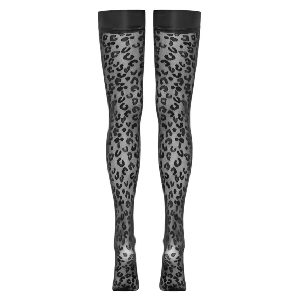 Cottelli Legwear - meia 7/8 com estampa de leopardo - preta - 4