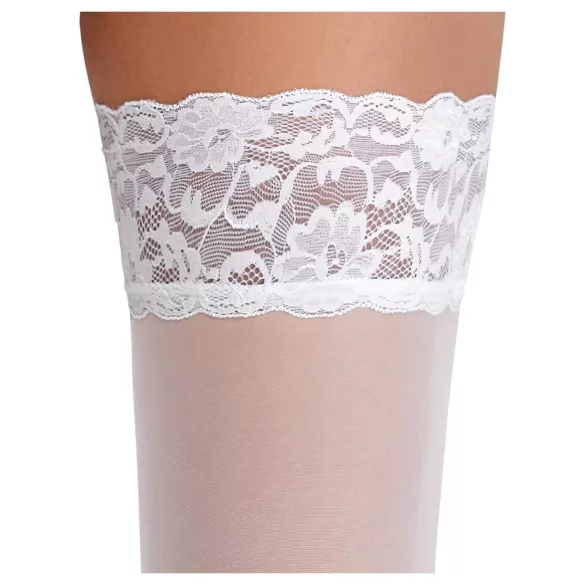 Cottelli - meia 7/8 rendada floral - branca - 3/M-L
