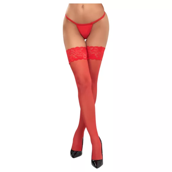 Cottelli - meia 7/8 rendada floral - vermelho - 4/L