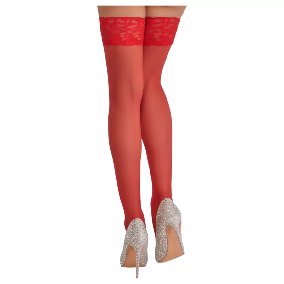 Cottelli - meia 7/8 rendada floral - vermelho - 4/L