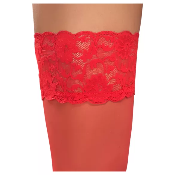 Cottelli - meia 7/8 rendada floral - vermelho - 4/L