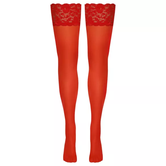 Cottelli - meia 7/8 rendada floral - vermelho - 4/L
