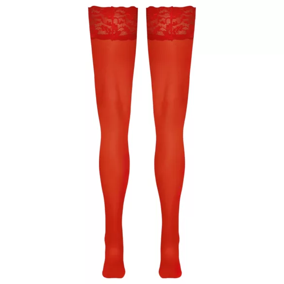 Cottelli - meia 7/8 rendada floral - vermelho - 4/L
