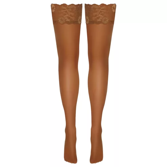 Cottelli - meia 7/8 rendada floral - cor natural