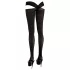 Cottelli - Meia arrastão com tiras cruzadas - preto - L/XL
