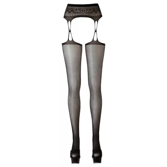 Cottelli - meia-calça arrastão estampada - preta - L/XL