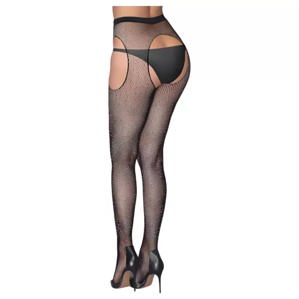 Cottelli Legwear - meias pretas brilhantes abertas (S-L)