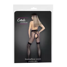 Cottelli - meia-calça aberta arrastão com detalhe - preta