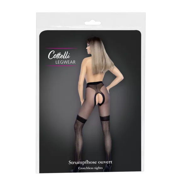 Cottelli - meia-calça aberta arrastão com detalhe - preta