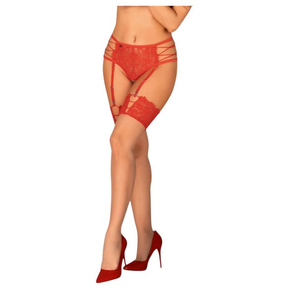 Obsessive - meias de renda (vermelho-natural)