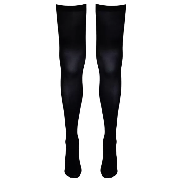 Cottelli - meia‑calça arrastão autossustentável acima da coxa (preta) - S/M